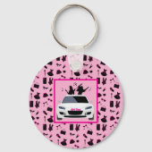 女子トリップメモリキーチェーンピンクと黒 キーホルダー (裏面)