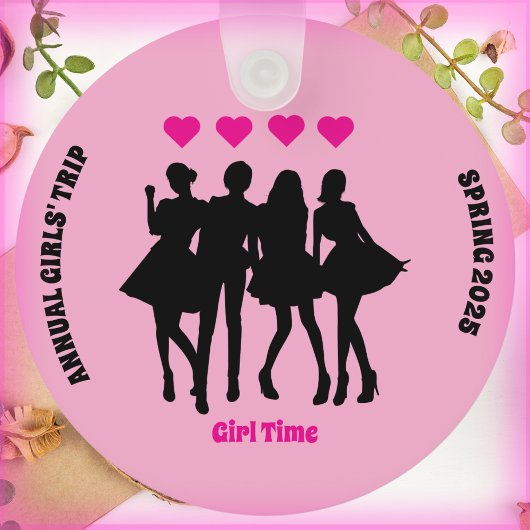 女子トリップメモリキーチェーンピンクと黒 キーホルダー