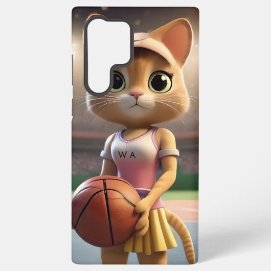 女子ネットボール 猫 SAMSUNG GALAXYケース (裏面)