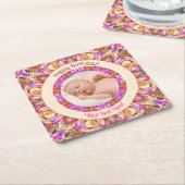 女子ハッピーバースデーサマーピンクスターカスタム時代 スクエアペーパーコースター (アングル)