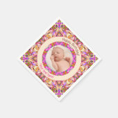 女子ハッピーバースデーサマーピンクスターカスタム時代 スタンダードカクテルナプキン (角)