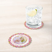 女子ハッピーバースデーサマーピンクスターカスタム時代 ペーパーコースター (インサイチュ)