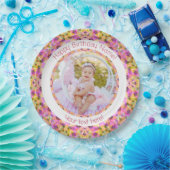 女子ハッピーバースデーサマーピンクスターカスタム時代 ペーパープレート (パーティー)