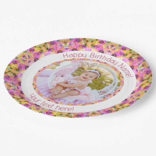 女子ハッピーバースデーサマーピンクスターカスタム時代 ペーパープレート (アングル)