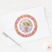 女子ハッピーバースデーサマーピンクスターカスタム時代 ラウンドシール (封筒)