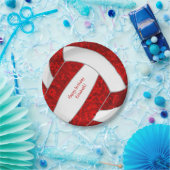 女子ハッピーバースデーパーティー赤白バレーボール ペーパープレート (パーティー)