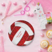 女子ハッピーバースデーパーティー赤白バレーボール ペーパープレート (パーティー)