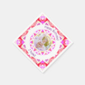 女子ハッピーバースデー鮮やかピンクスターカスタム年齢 スタンダードカクテルナプキン (角)