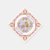 女子ハッピーバースデー鮮やかピンクスターカスタム年齢 スタンダードカクテルナプキン (角)