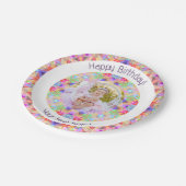 女子ハッピーバースデー鮮やかピンクスターカスタム年齢 ペーパープレート (アングル)