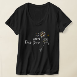 女子ハッピー新年VネックTシャツ Tシャツ