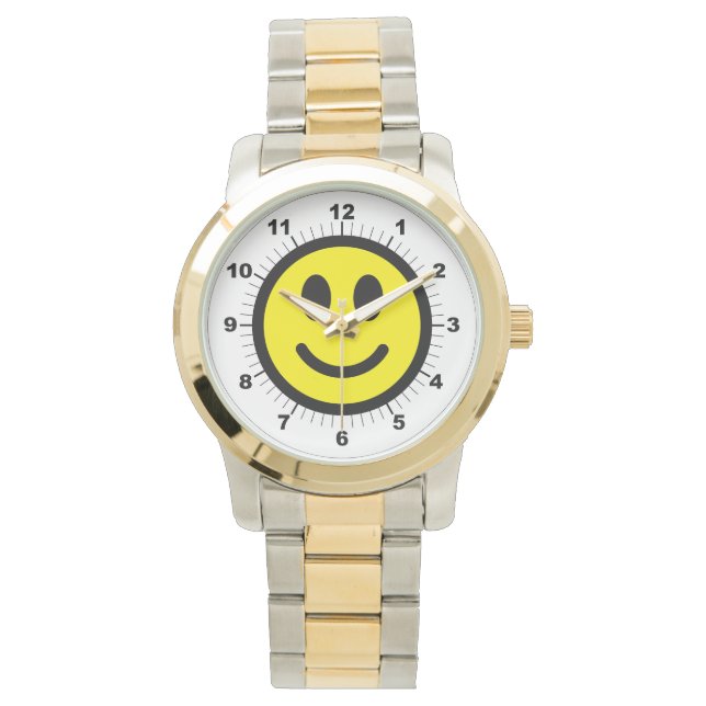 女子ハッピー顔オーバーサイズツートーンウォッチ 腕時計 (正面)