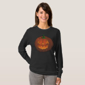 女子ハロウィンシャツJack-o-Lanternシャツティー Tシャツ (正面フル)