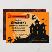女子ハロウィーン·スプークタクル誕生日パーティー 招待状 (正面/裏面)