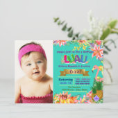 女子ハワイアンルアウ(ハワイ式宴会)バースデーパーティー 招待状 (スタンド正面)