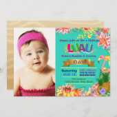 女子ハワイアンルアウ(ハワイ式宴会)バースデーパーティー 招待状 (正面/裏面)