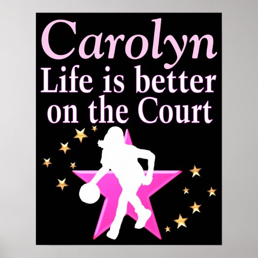 女子バクールパーソナライズされたスケットボールプレイヤーポスト ポスター (正面)