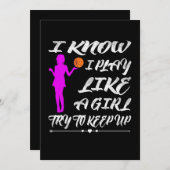 女子バスケおもしろいットボールのようなバスケットボールの女性 シーズンカード (正面/裏面)