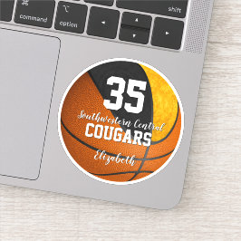 女子バスケットボールのブラック金ゴールドスクールチームのカラー シール