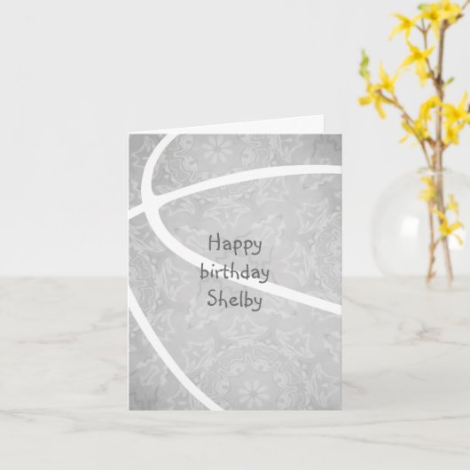 女子バスケットボールのライトグレースポーツ誕生日 カード (黄色い花)