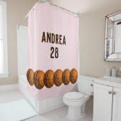 女子バスケットボールの名前と番号 シャワーカーテン (インサイチュ)