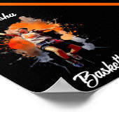 女子バスケットボールの水色パーソナライズされた ポスター (角)