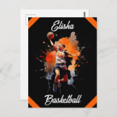 女子バスケットボールの水色パーソナライズされた ポストカード (正面/裏面)