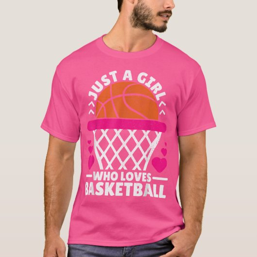 女子バスケットボールの選手でBaskを愛する女の子 Tシャツ (正面)