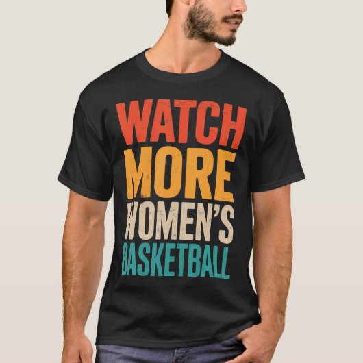 女子バスケットボールを見る女の子ファン プレーヤー おもしろ時計 Tシャツ (正面)
