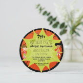 女子バスケットボールカスタム誕生日サークル招待状 招待状 (スタンド正面)