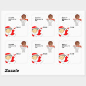 女子バスケットボールクリスマスギフトタグ スクエアシール (シート)