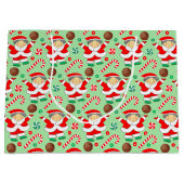 女子バスケットボールクリスマスホリデー ラージペーパーバッグ (正面)