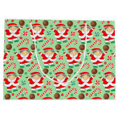 女子バスケットボールクリスマスホリデー ラージペーパーバッグ (裏面)