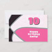 女子バスケットボールハッピーバースデーピンクブラック カード (正面)