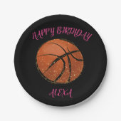 女子バスケットボールバースデーパーティープレート ペーパープレート (正面)