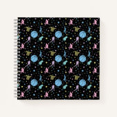 女子バスケットボールプレーヤー – スターパターン ノートブック (正面)