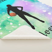 女子バスケットボール水彩浮動ハート シェルパブランケット (3/4)