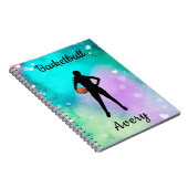 女子バスケットボール水彩浮動ハート ノートブック (右側)
