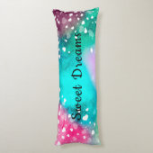 女子バスケットボール水彩浮動ハート ボディピロー (裏面 (縦))