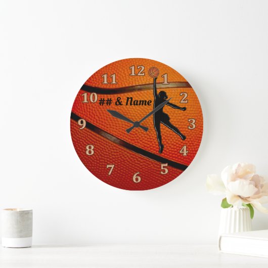 女子バスケットボール選手のためのギフトのバスケットボール時計 ラージ壁時計 (ホーム)