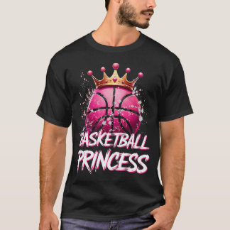 女子バスケ プリンセス ピンクバスケットボール Tシャツ