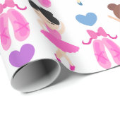 女子バレエダンサーと靴パターン ラッピングペーパー (ロールコーナー)