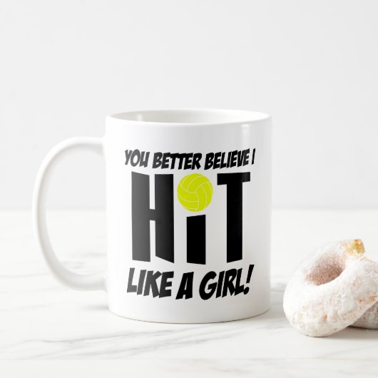 女子バレーボールのようにヒットする コーヒーマグカップ (ドーナツ)