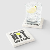 女子バレーボールのようにヒットする ストーンコースター (横)