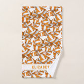 女子バレーボールのパターンパーソナライズされたオレンジ バスタオルセット (ハンドタオル)