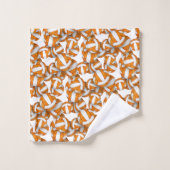 女子バレーボールのパターンパーソナライズされたオレンジ バスタオルセット (ウォッシュタオル)