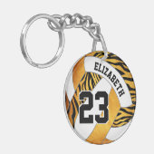 女子バレーボールの金ゴールド縞模様 キーホルダー (正面左)