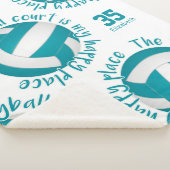 女子バレーボールコートhappy placeティール(緑がかった色)gray シェルパブランケット (3/4)