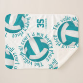 女子バレーボールコートhappy placeティール(緑がかった色)gray シェルパブランケット (正面(横))