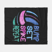 女子バレーボールバンプセットスパイクリピート青紫 フリースブランケット (正面(横))